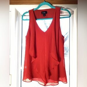 By & By Sleeveless Red Ruffled Top Size Large Juniors